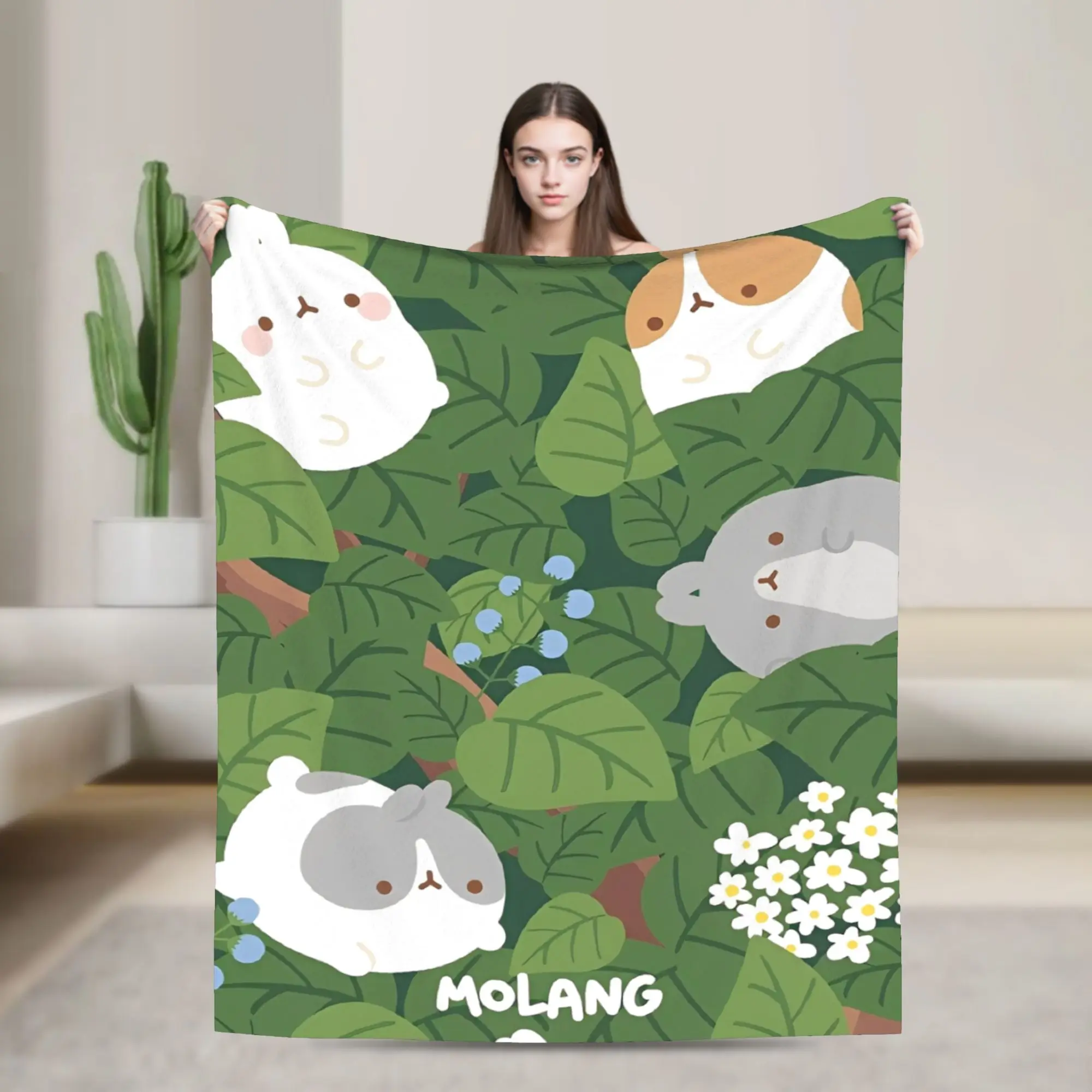 

Cute Anime M-Molangs Blanket Fleece Textile Decor Multi-function Super Warm Throw Blanket for Bedding Couch Quilt