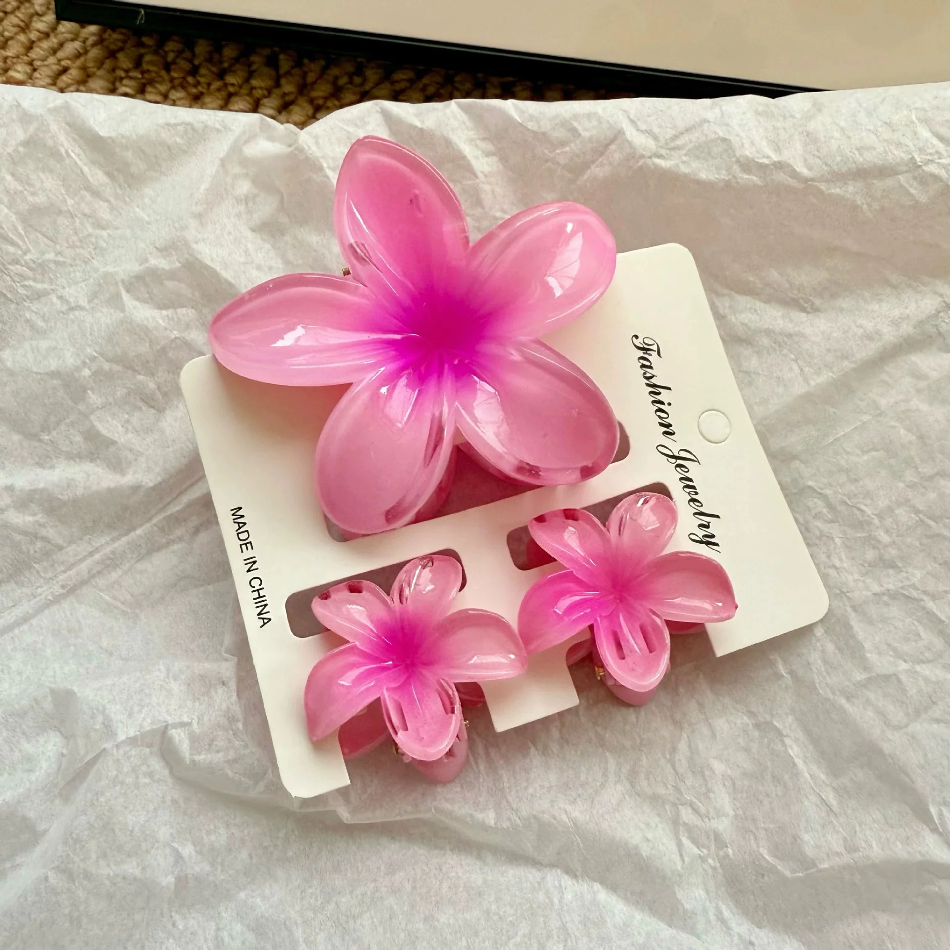 3 Teile/satz Süße Blume Bunte Gradienten Haar Krallen Pferdeschwanz Cip Clamp Barrettes Haarnadeln Für Frauen Mädchen Strand Haar Zubehör – Detail 4