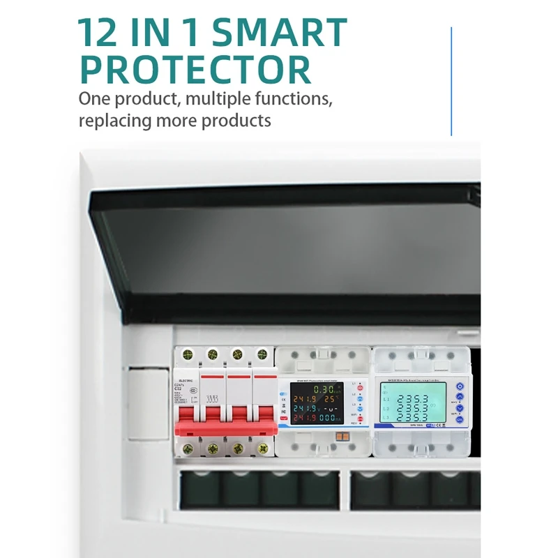 380V100A Tuya WiFi Smart Three-Phase Photovoltaic Meter Digital LED Display Bidirectional Metering Over/Under Voltage Protection