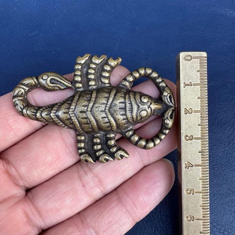 Brass Tibet Nepal Wrathful Lotus Master Nine-Headed Scorpion with Vajra Base Copper Ornament