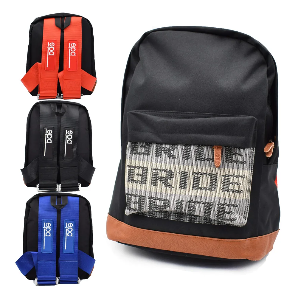 Тканевый рюкзак BK/RD/BL JDM Bride, наплечная сумка с ремнем безопасности для автомобильных гонок
