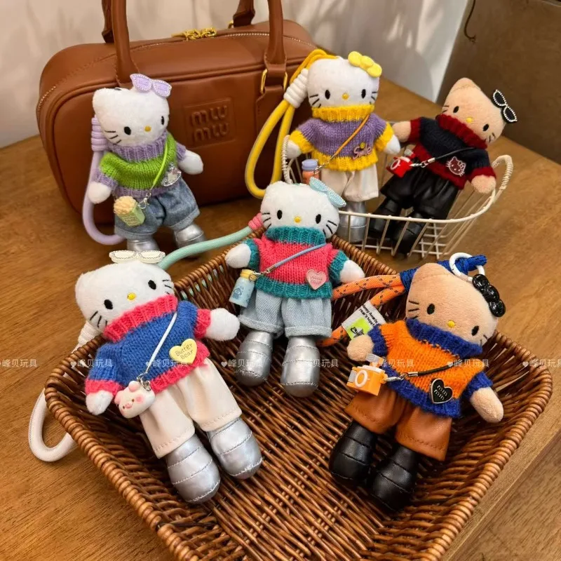 

Новый белый кожаный длинноногий контрастный свитер Hellokittys, повседневные штаны, одежда для малышей, плюшевый костюм куклы, сумка для девочек, брелок с подвеской