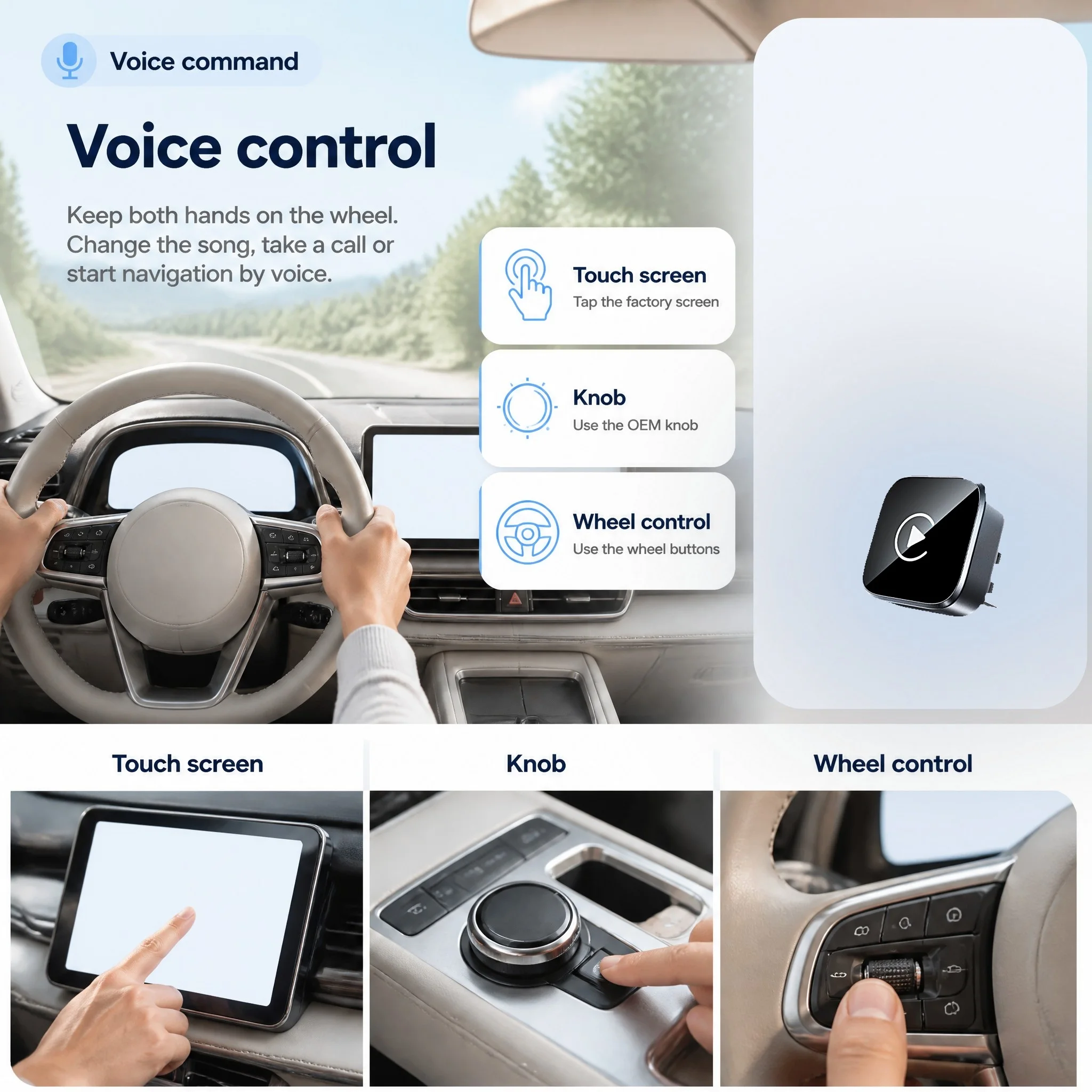 Wireless CarPlay Adapter, Plug and Play Car USB Dongle for Factory Radio, Auto Reconnect, for iPhone Android Phone
