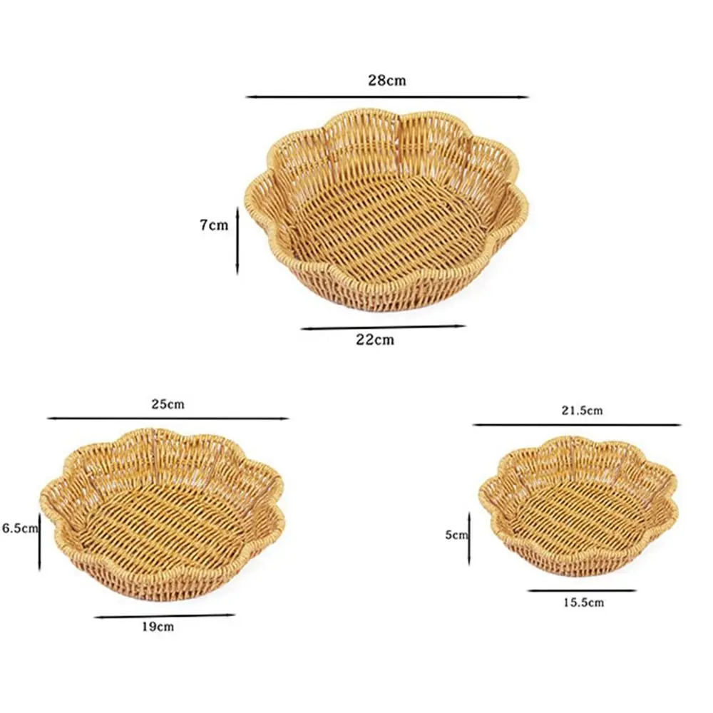 Multistyles Imitation Rattan Fruit Plate Retro Woven Handheld Creative House Candy Packaging Storage Rattan Woven Tea Tray