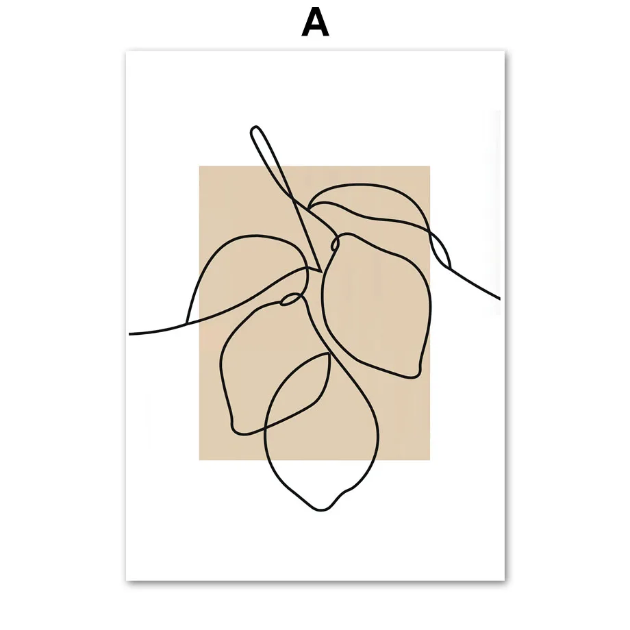 خطوط مجردة القهوة كأس للنبيذ الليمون قماش اللوحة الشمال الملصقات والمطبوعات صور فنية للجدران لغرفة المطبخ ديكور المنزل #4