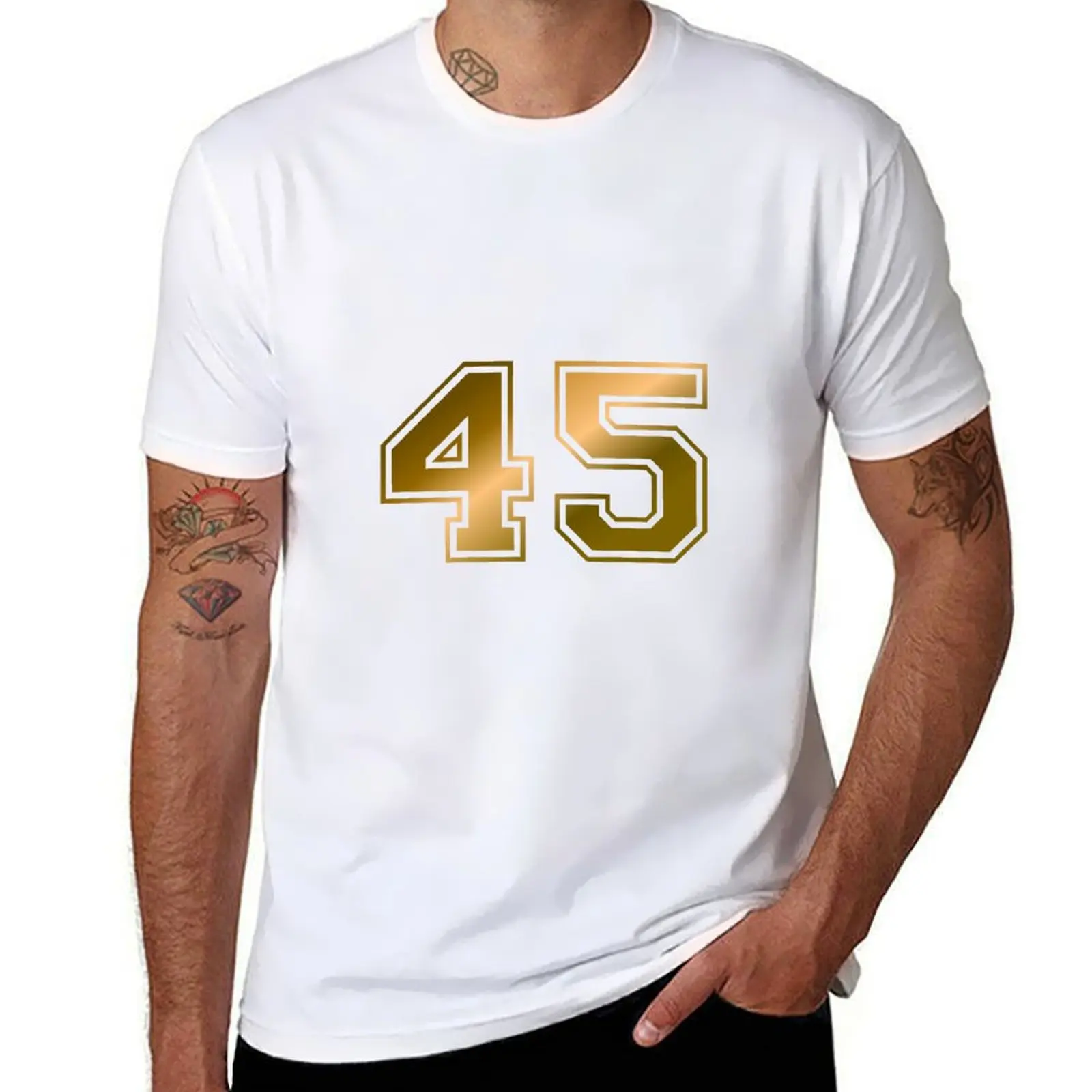 number Golden cotton shirt shirts funny T-Shirt cotton Club 45 t Med t men 100%