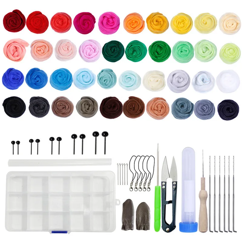 40 Color Needle Felting Kit Wool Felting Tools Handmade Felt Needle Set Wool Felting Fabric Materials Accessories