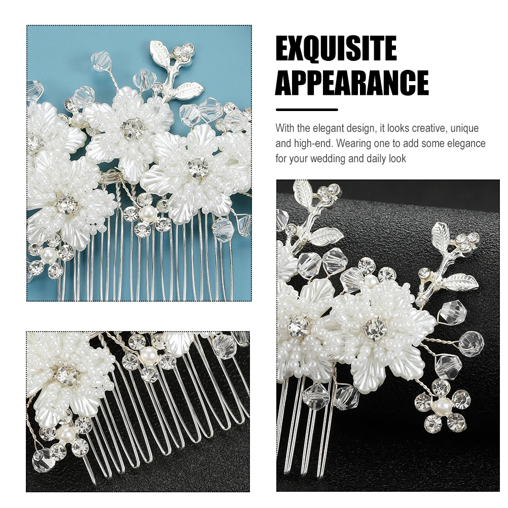 

Жемчужный свадебный цветок, расческа для волос, элегантный свадебный головной убор, нежный аксессуар для волос для выпускного вечера, свадебный головной убор