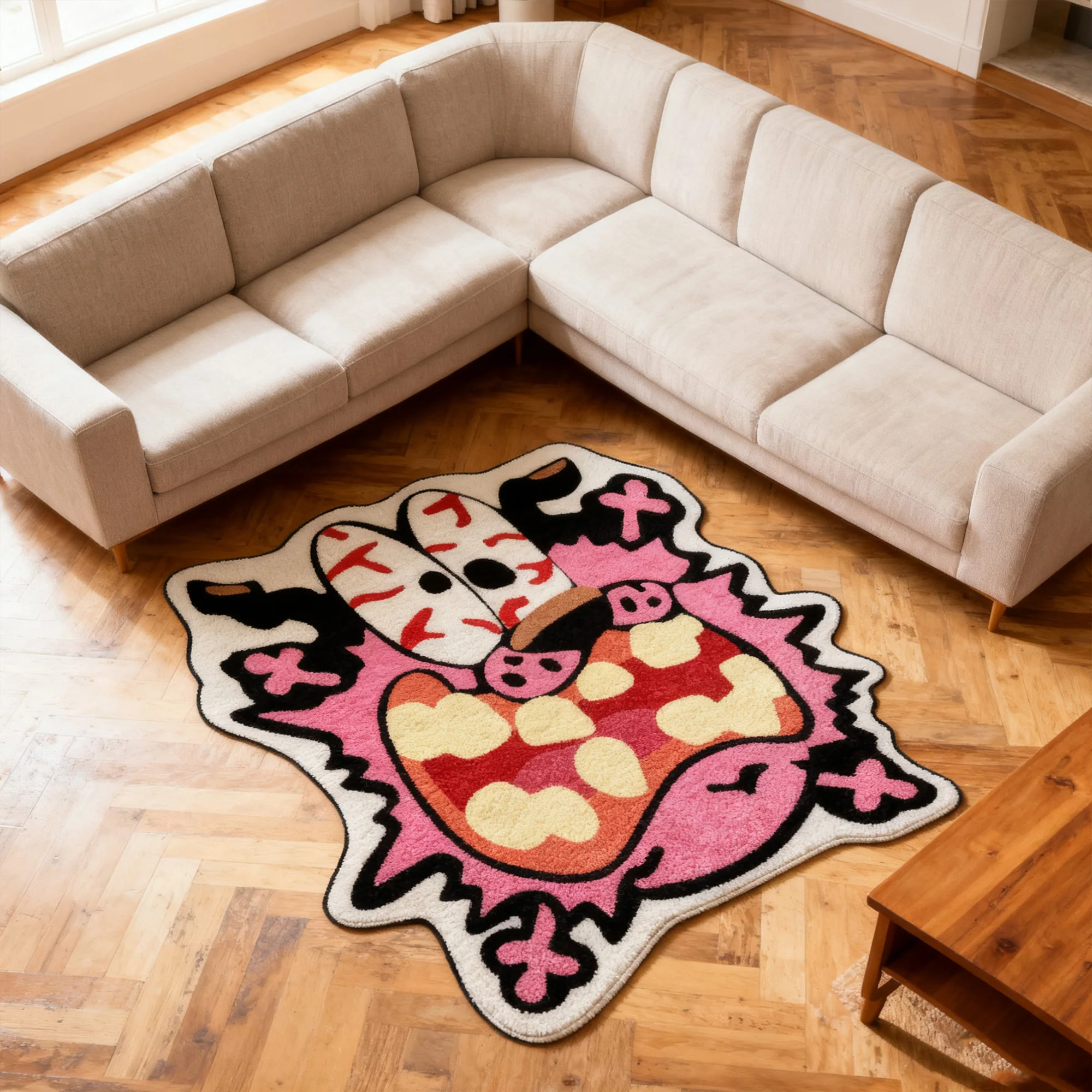 VIKAMA Fun Cartoon Decorative Carpet Unique Shape Plush Carpet Bedroom And Living Room Decorative Carpet Home Decoration