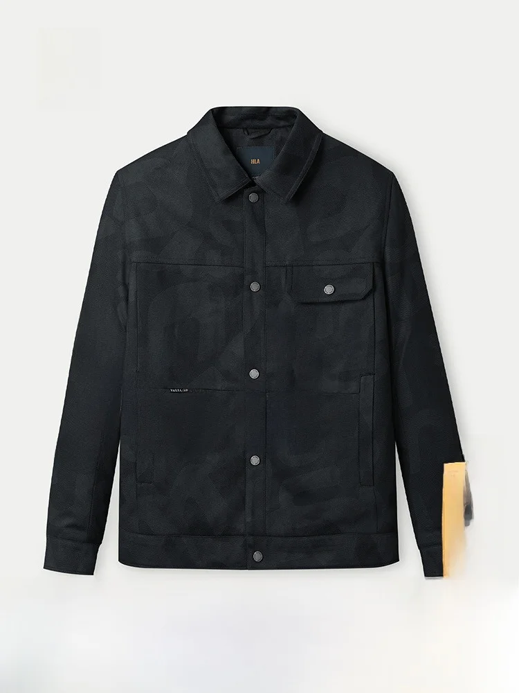 

HLA Sea Home Imitation Suede Collar Jaet Casual Patterned Workwear Sle Single Button Men's Autumn New Faion Urban Youth