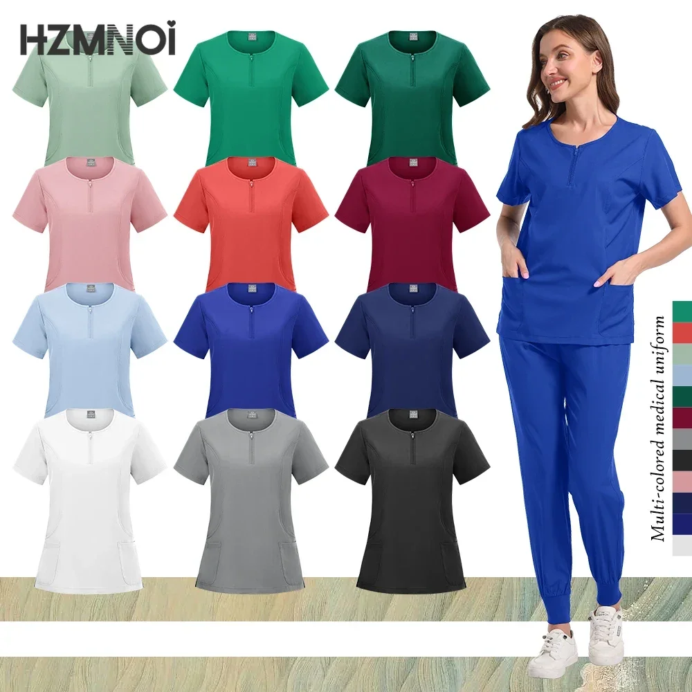 Ropa de trabajo para salón de belleza y enfermera médica, bata clínica, Top + pantalón, Túnica de enfermería para médico de Spa, traje, uniformes quirúrgicos, conjunto exfoliante para mujer