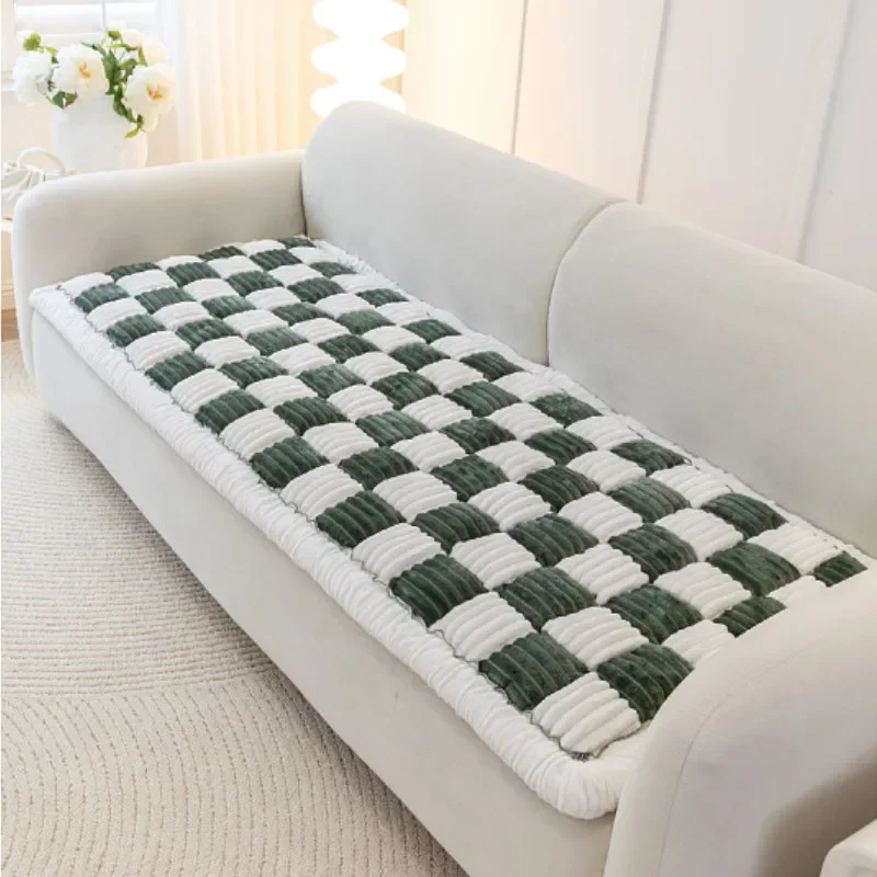 

1pcs Checkerboard Dustproof Sofa Cushion Four Season Universal Soft Tatami Blanket Household Washable Anti Slip Pet Specific Mat