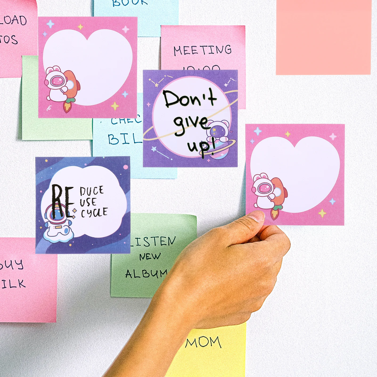 

12 Books Cartoon Memo Pads Portable Adhesive Notepads Office School Self Adhesive Memo Stickers Note Accessory