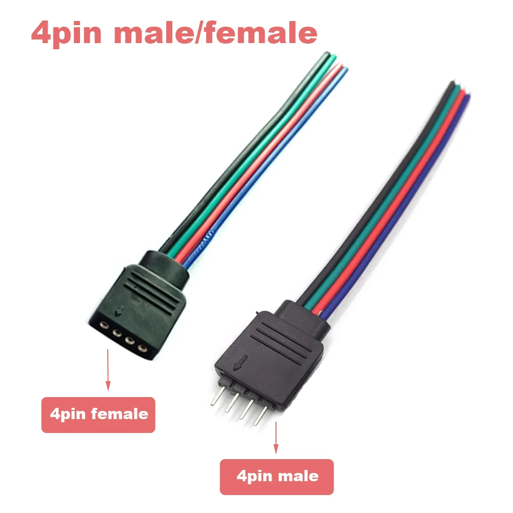 Bộ 5 10Cm 4pin Nam Nữ Dây Để Điều Khiển Cáp Dây Cho 5050 Nhiều Màu Sắc RGB SMD3528 Dây Đèn LED ánh Sáng