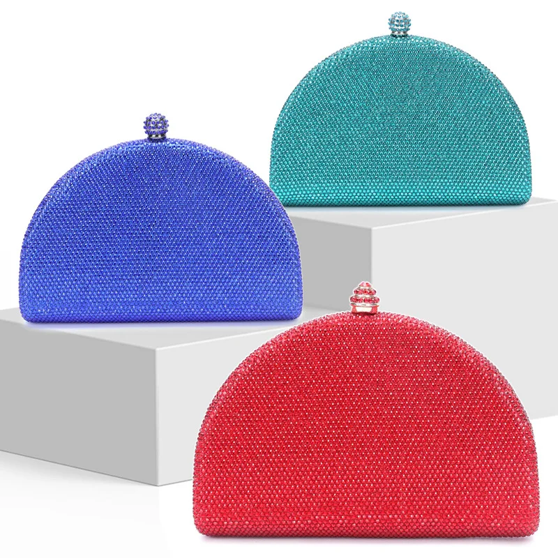 

Hot Diamond Evening Cross-border Ladies Dinner Bag Party Wedding Diamond Rhinestone European And American Style Oval Clutch Bag