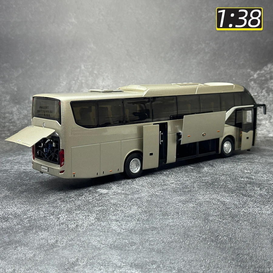 OEM 1:38 Xiamen Golden Travel Kaige Bus Bus model Road version Tour bus car model Holiday gift Birthday gift