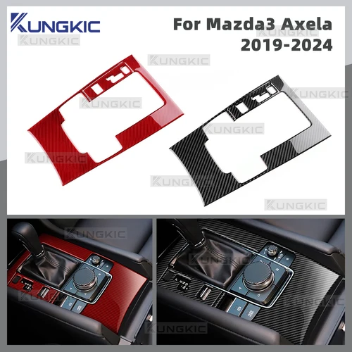 Imagen 2 del producto Pegatina para panel de cambio de marchas manual y automático de fibra de carbono suave para Mazda 3 BP 2019, 2020, 2021, 2022, 2023, 2024 y 2025, Mazda3 Axela