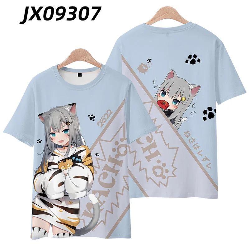 

VTuber Nekoha shizuku 3D Printing T-shirt Summer Fashion Round Neck Short Sleeve Popular Japanese Harajuku Streetwear Plus Size