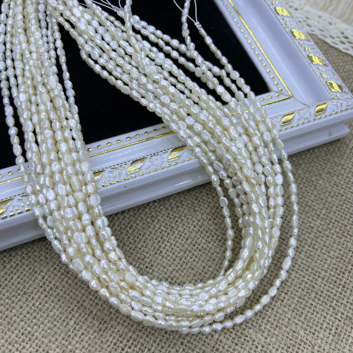 

Natural Freshwater Pearl 3-4mm A Irregular Both Sides Light Bead Jewelry Make DIY Necklace Bracelet Accessories Women Wedding