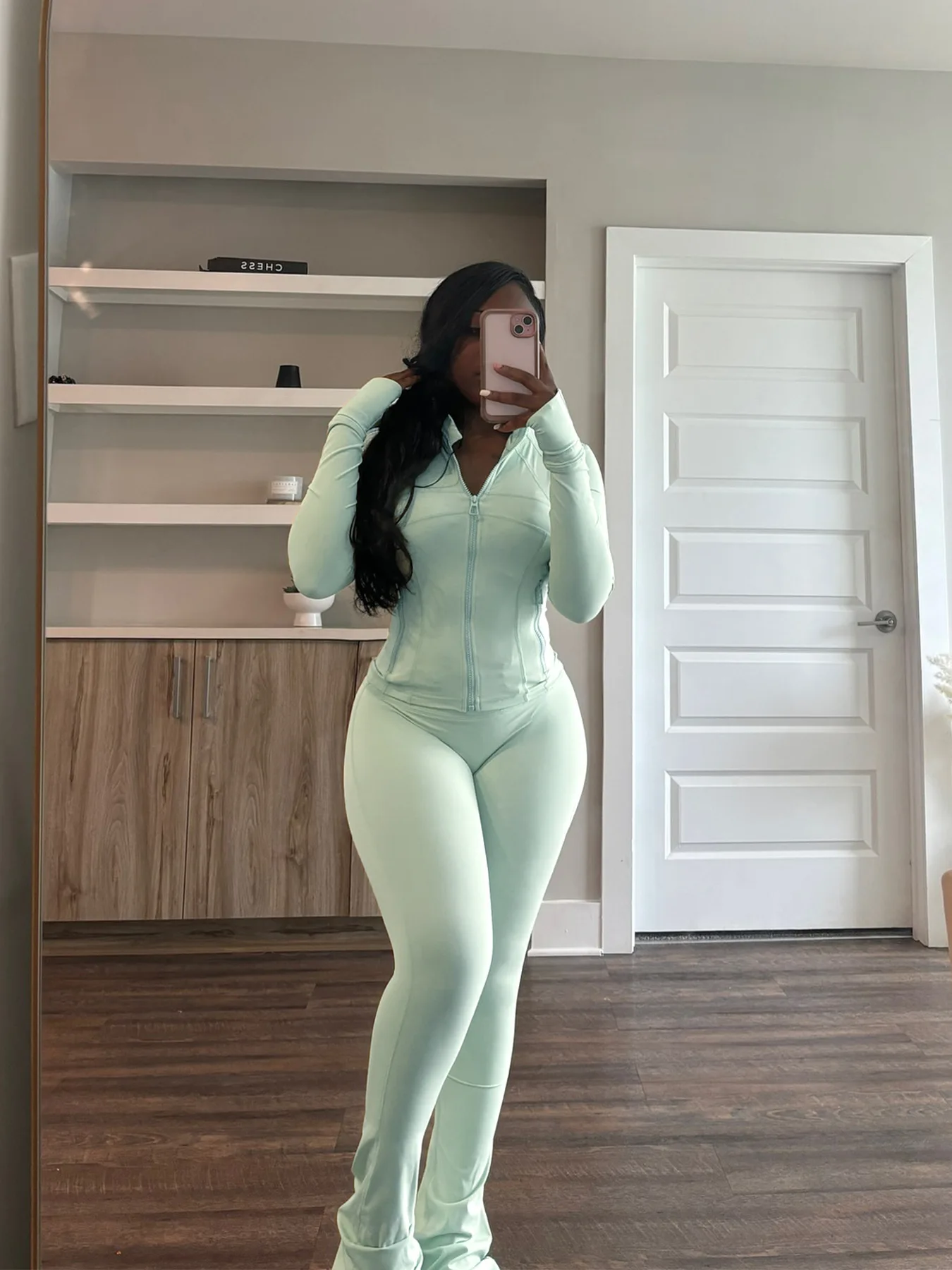 Sports Casual Suit Women's Sexy Tight Long Sleeve Lar Cardigan Top Micro Horn Trousers Two-Piece Set Ropa Para Mujer