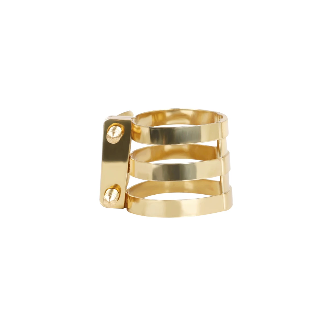Gold Metal Alto Sax Ligature with Arc Design & Transparent Box 3-Reinforced Clip Saxophone Mouthpiece Holder for Secure Reed Fit