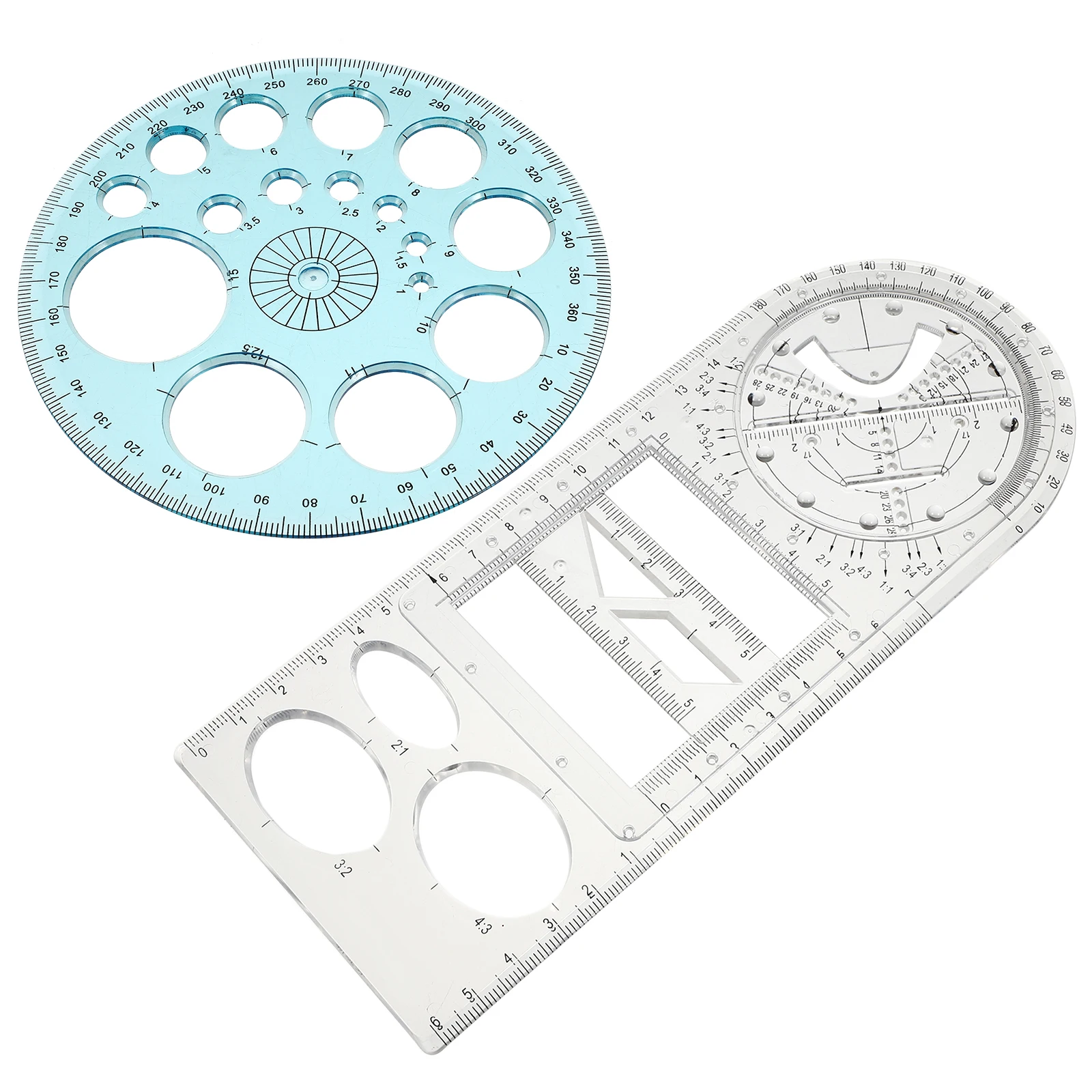 

1Set Geometric Drawing Ruler Set Premium Plastic Multifunctional Measuring Tool for Students Artists Teachers Clear Accurate