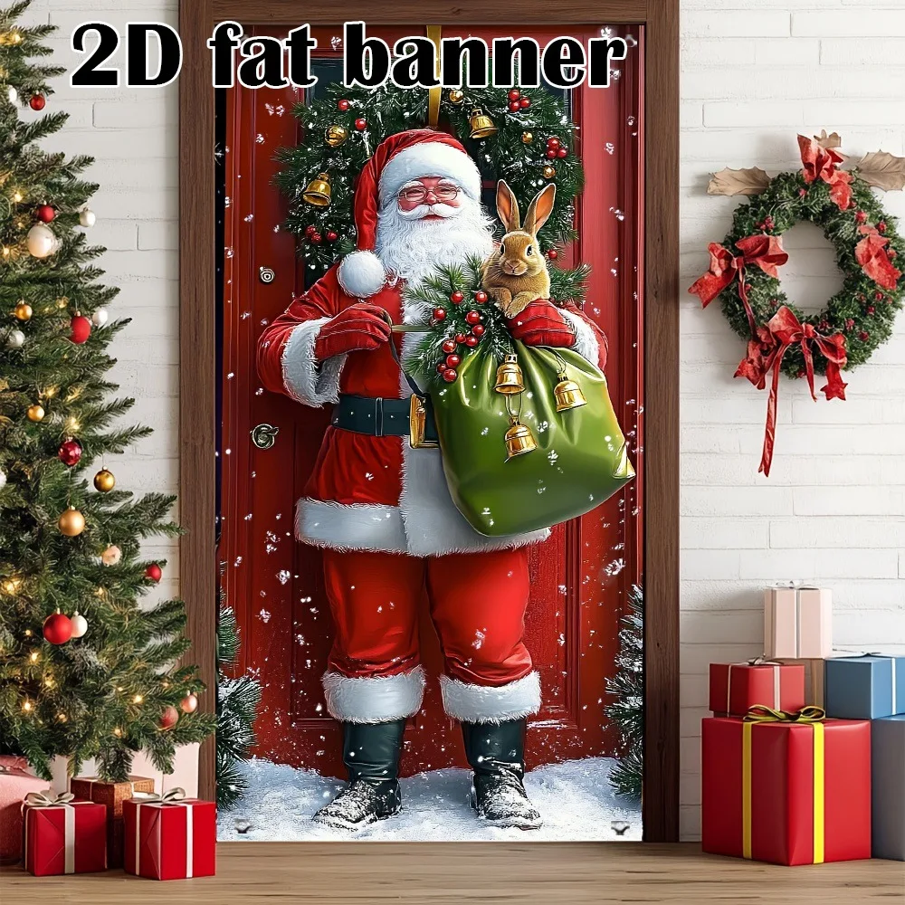 

1pc 2D Flat, Festive Santa Claus and Bunny Banner - Perfect for Festive Home and Party Decorations, No Power Required Wsj