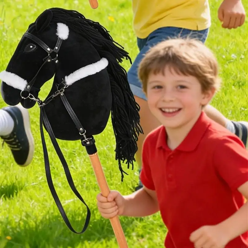 Multipurpose Plush Horse Head Costume Accessory on Hobby Horse Racing Toy Suitable for Family Fun