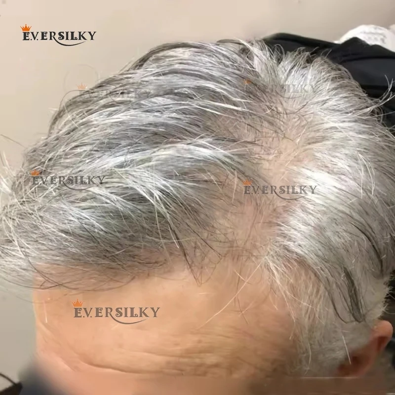 

Natural Hairline1B80 1B40 1B65 Grey Black Brown Mens Toupee Durable 0.1mm Thin Skin Injection Human Hair System Prosthetic Patch