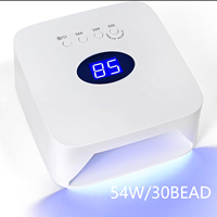 54W Cordless UV LED Nail Lamp with 30 Beads Rechargeable Professional Nail Dryer with 3 Timer Settings for Home and Salon Use