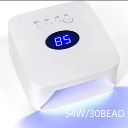 Lampada per unghie a LED UV senza fili da 54W con 30 perline asciuga unghie professionale ricaricabile con 3 impostazioni del Timer per uso domestico e in salone