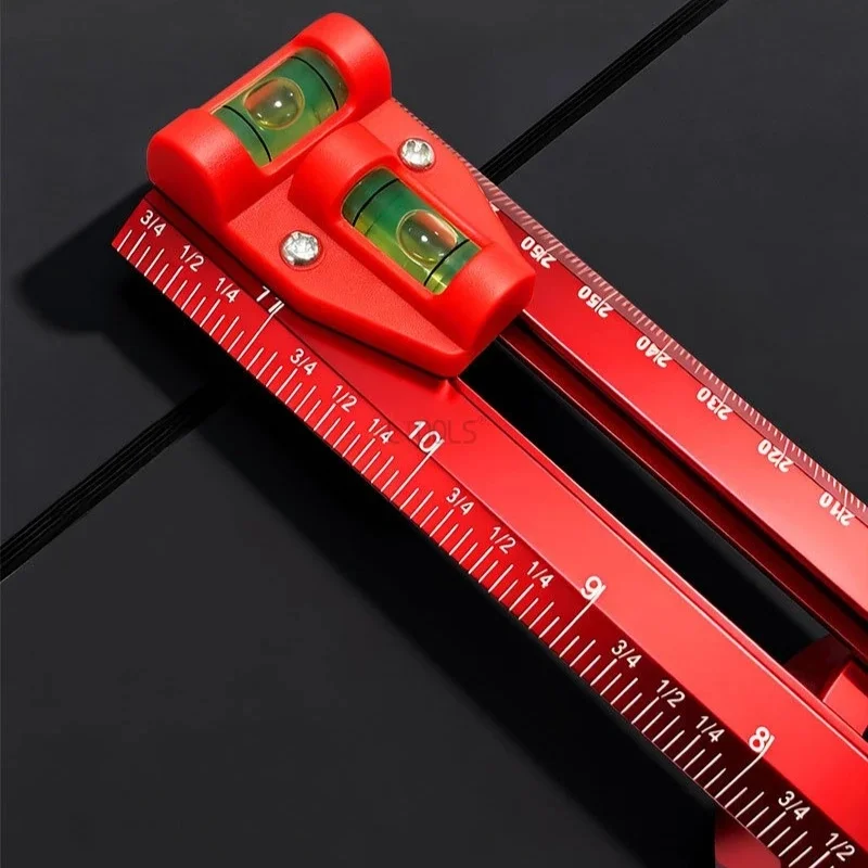 Movable Positioning Ruler Drawer Installation Woodworking 2 in 1 Drilling Positioning Ruler Combination Angle T-Shaped JJ5536