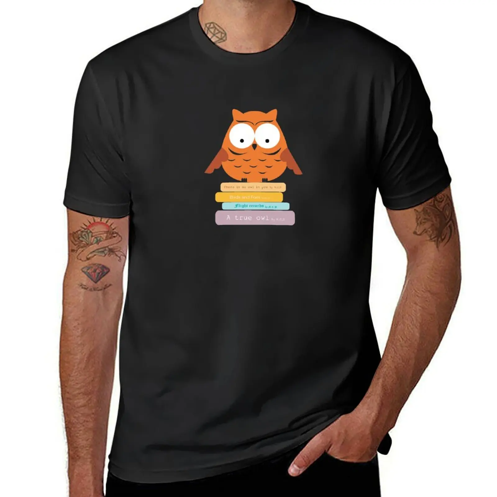 

Book Lover Orange Owl T-Shirt shirts graphic tees oversized quick-drying summer top plain black t shirts men