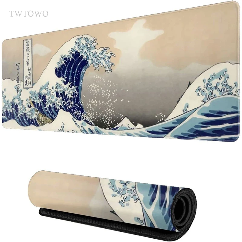 Janpanese Great Wave Mouse Pad Gamer XL Large Computer Home Mousepad XXL MousePads Natural Rubber Office Table Mat Mouse Mats