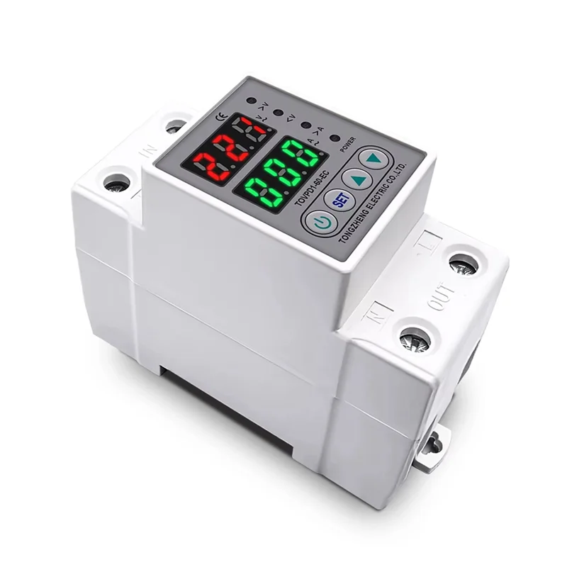 ABUI-Rail 220V Adjustable Over And Under Voltage Protective Device Protector Relay Monitor Current Limit 63A