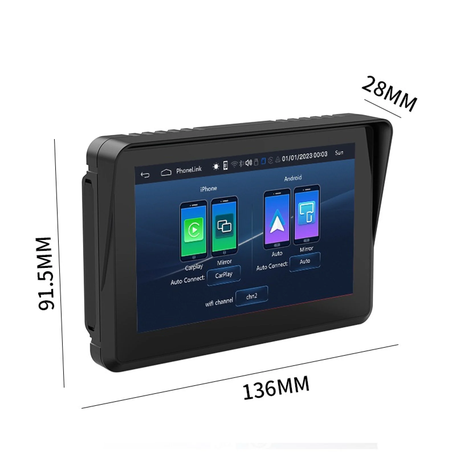 5 Inch Portable Motorcycle Navigation External Touch IPS Screen Moto CarPlay Wireless CarPlay Android Auto IPX7 Waterproof