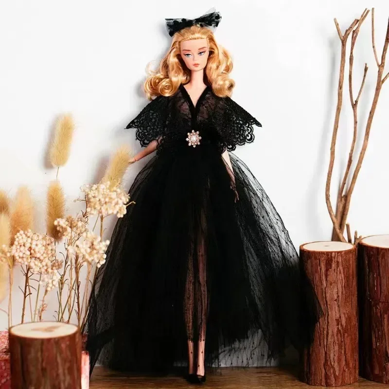 1/6 BJD Clothes Classical Black Lace Wedding Dress for Barbie Doll Clothes for Barbie Outfits Gown 11.5