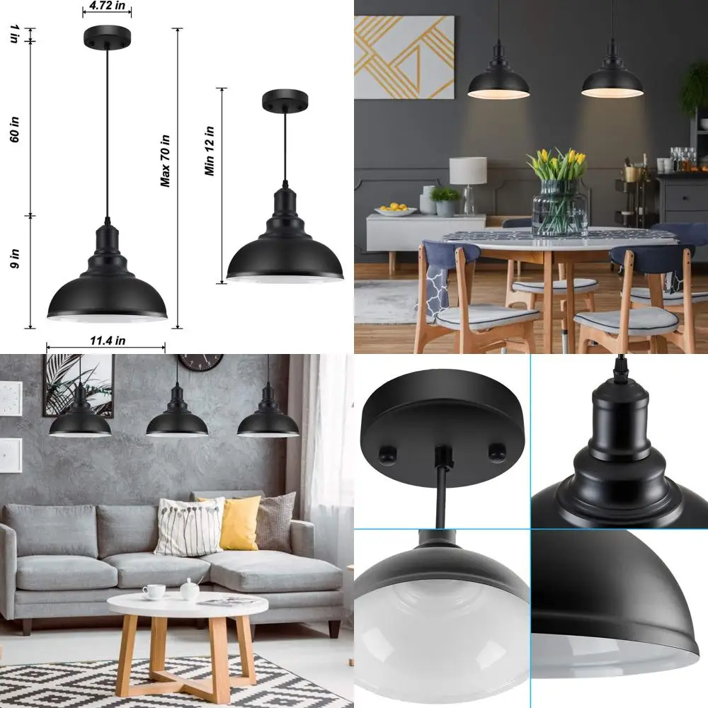 

Винтажные промышленные подвесные светильники, черные металлические потолочные светильники для дома, кухни, столовой и спальни, 11.4