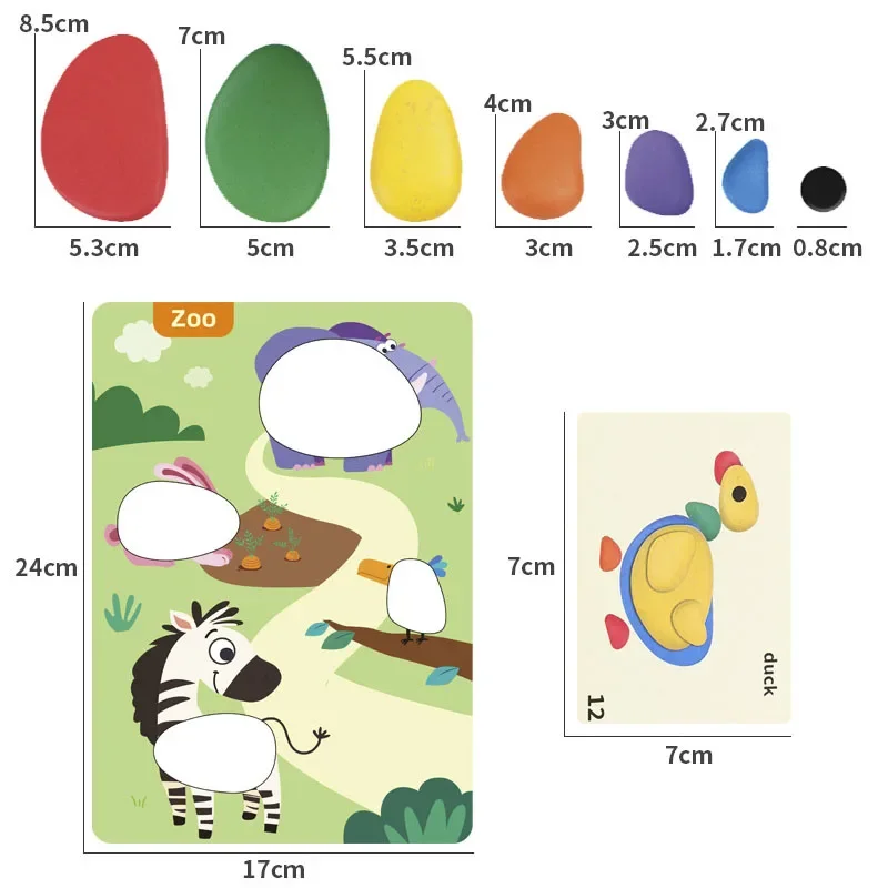Children 3D Montessori Toys Rainbow Pebbles Logical Thinking Game Kids Painting Sensory Learning Toys