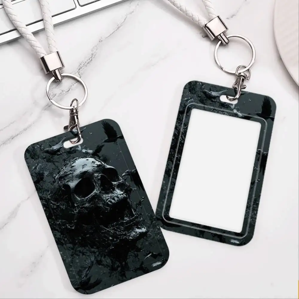 Dark Gothic Skull & Crow ID Card Holder Plastic Heavy Duty Case For Doctor Nurse Student Hospital Bank Credit Card