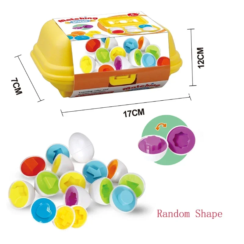 Huevos inteligentes Montessori en taza para niños, juguete educativo de aprendizaje temprano, forma geométrica, alfabeto de matemáticas, juego clasificador, 6/12 piezas