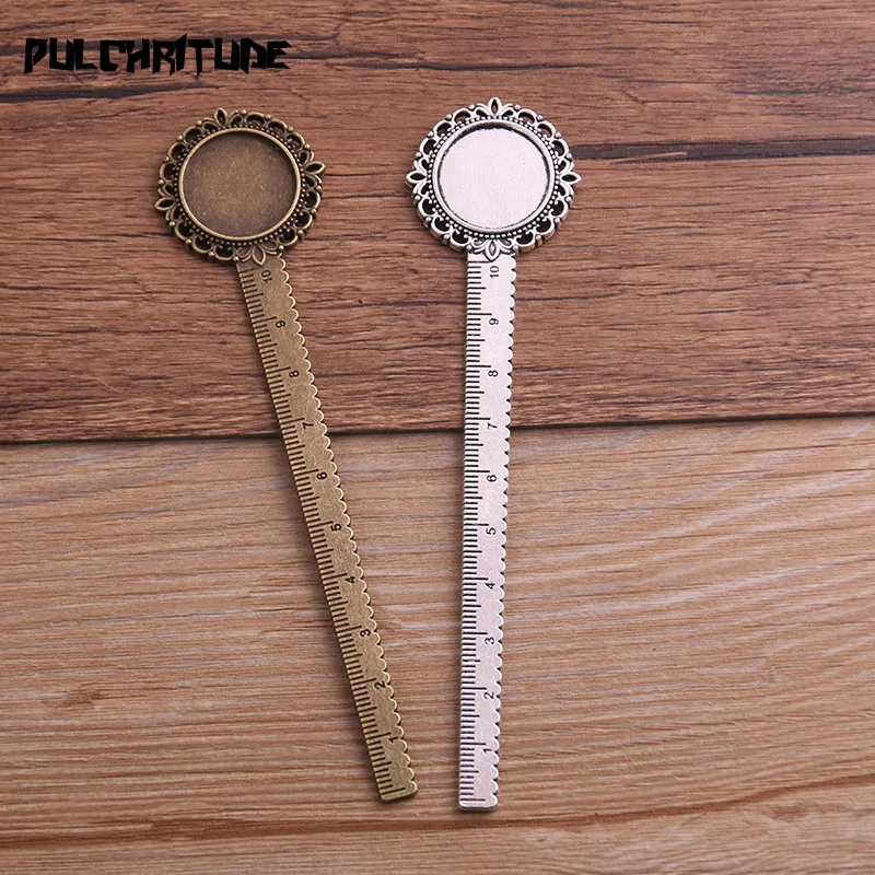 2pcs 20mm Inner Size Two Color Vintage Style Handmade Ruler Bookmark Cabochon Base Cameo Setting 31*133mm