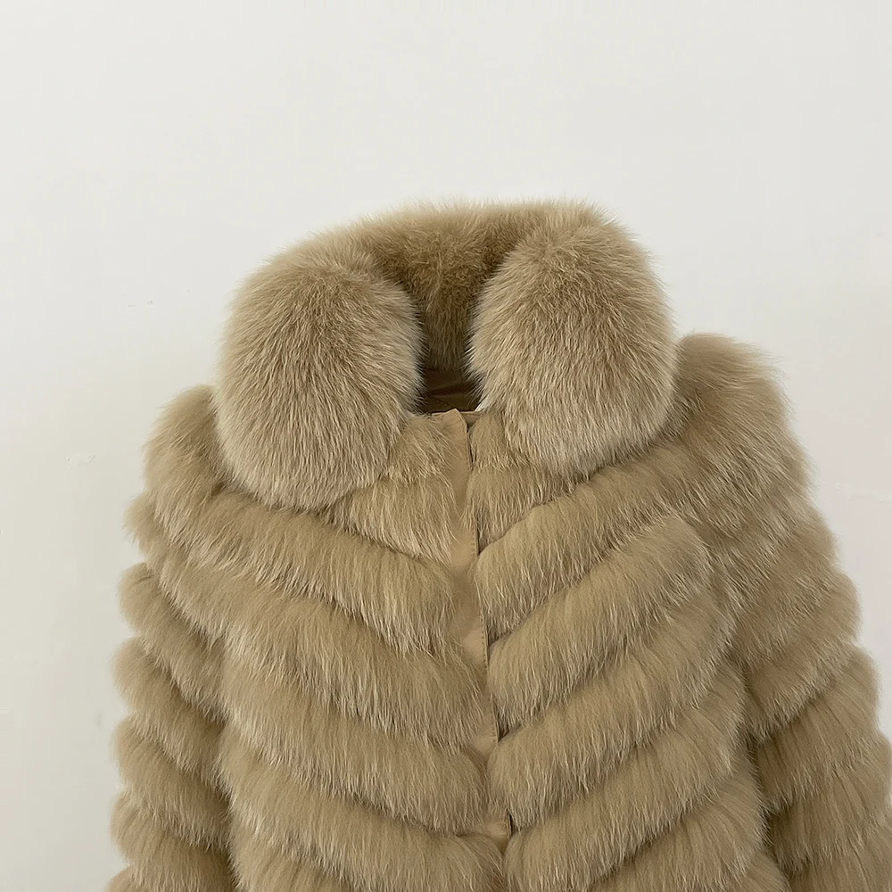 MENINA 2025 Nuovo Abbigliamento Invernale Donna Giacca di Pelliccia di Volpe Naturale Moda Caldo Cappotto di Pelliccia Reale Manica Lunga Stile di Lusso Streetwear Lady