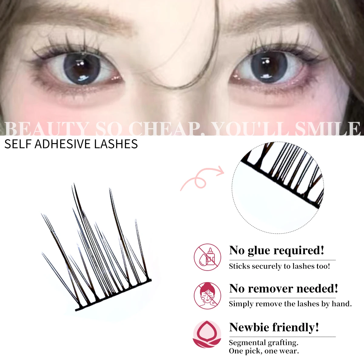 Ciglia magnetiche naturali senza colla 72 chiusi Ciglia finte riutilizzabili Ricciolo soffice Ultra-sottile per il trucco quotidiano