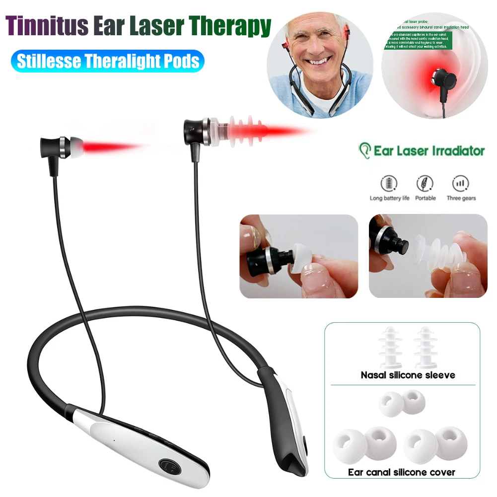 Portable Tinnitus Ear Laser Therapy 650nm LLLT Irradiation Laser Physiotherapy Earplug Otitis Media Hypertension Treatment