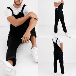 Fashionable Streetwwear Men's Denim Jumpsuit Jeans Full Length Trousers Cargo Pants Bibs Jeans Hombre Straps Rompers