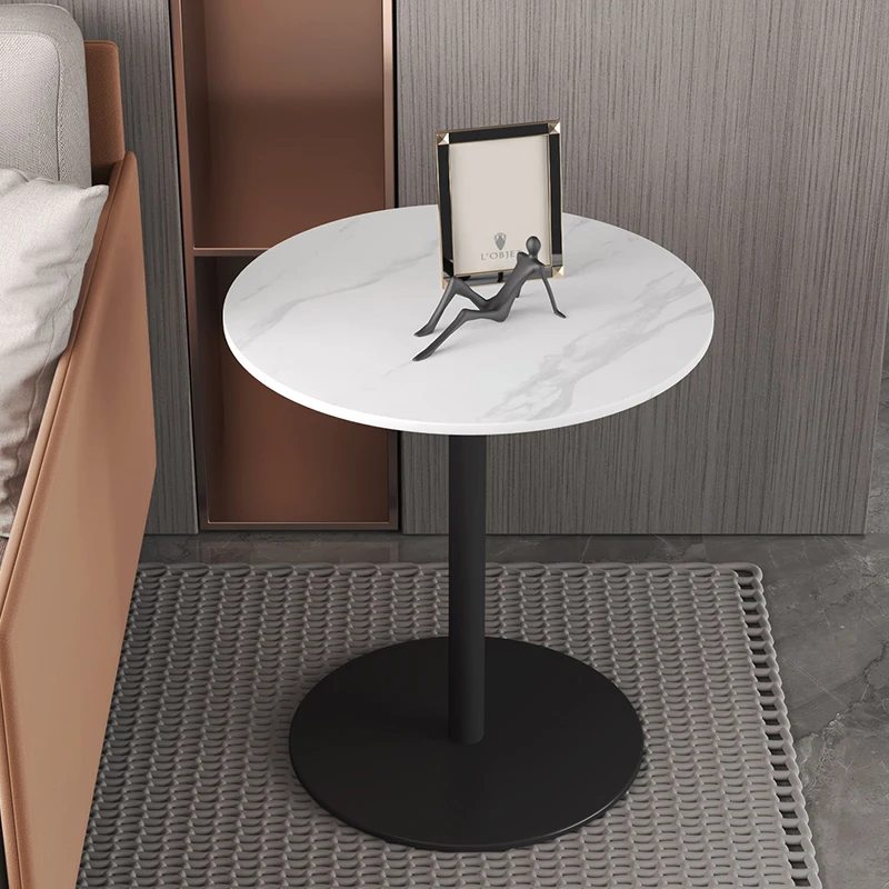 Tavolino da Parete, Tavolino Angolare per Divano, Tavolino Rotondo in Metallo per Soggiorno e Camera da Letto, Tavolino Rotondo Piccolo da Balcone