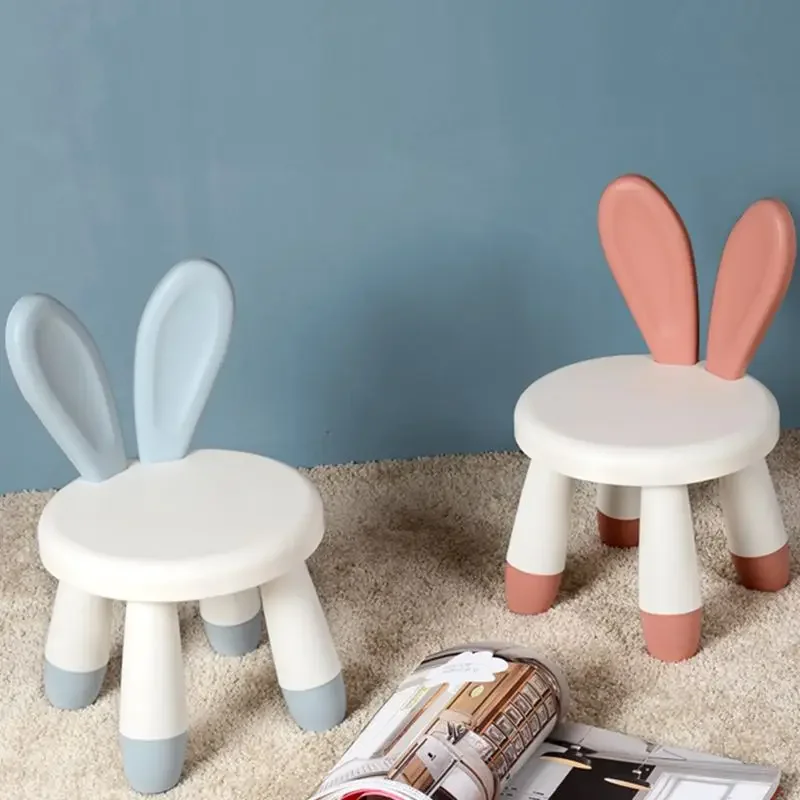 1Pc Home Anti-slip Chair With Creative Rabbit Ear Shaped Kids Stools, Cute Kindergarten Children Backrest Chairs Seat, Baby Toys