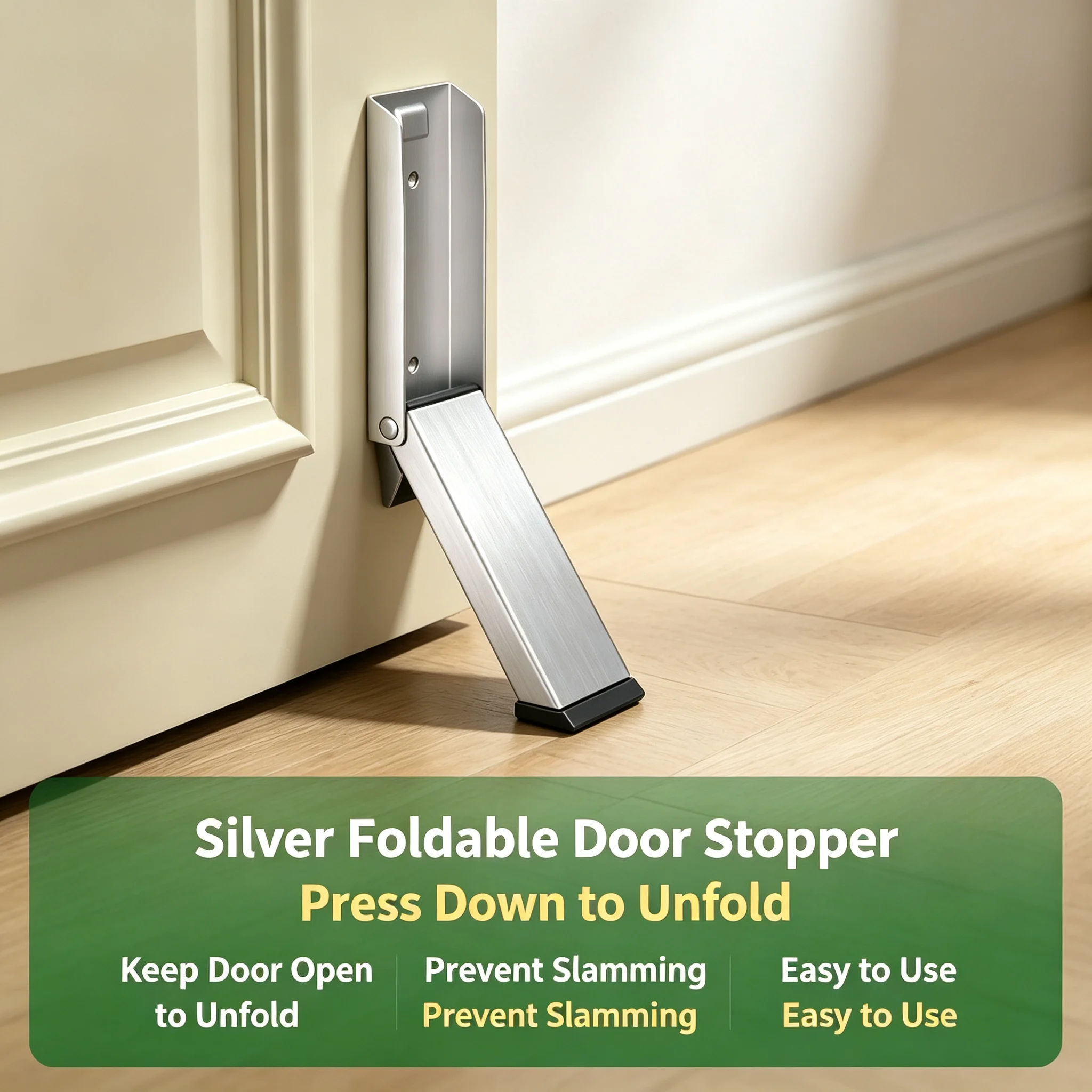 Heavy‑Duty Metal Safety Door Gap Stopper Windproof Anti‑Collision Sturdy Door Stop for Household Interior Daily Door Protection