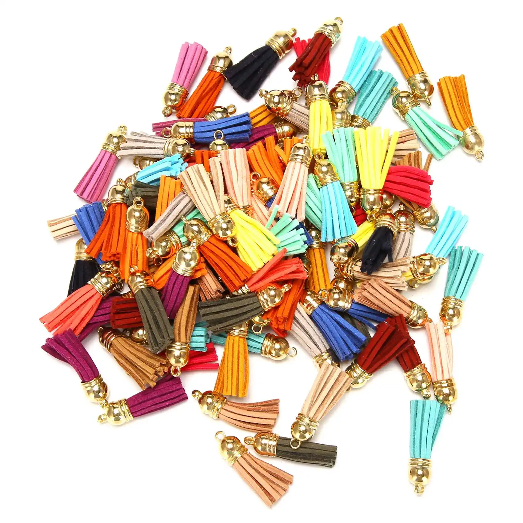 100Pcs Keychain Tassels Leather Tassel Jewelry Making Tassel Pendants Tassel Charm for Keychain DIY Craft Supplies